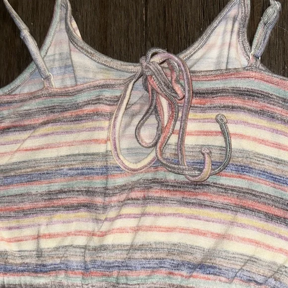 Multi colored striped vintage 70s 80s romper boho L read beach pool retro mod - Picture 6 of 7